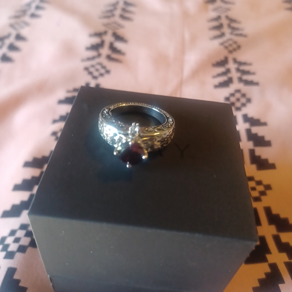 JC Queen Ruby Ring with 4 CZ - Picture 2 of 5